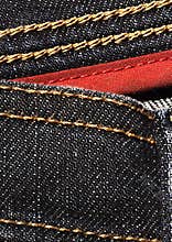 Black denim with red border