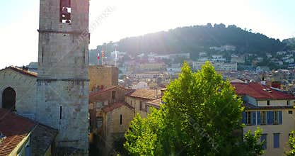 French Provence town GRASSE CATHEDRAL, View of Old French Town