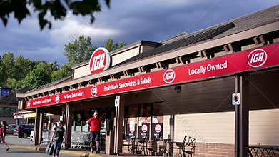 Store front of IGA store.