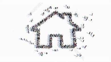 People shape of a house sign