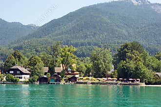 Vacation houses on the shore of Lake St. Wolfgang, Austria