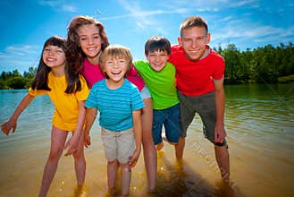 Children in lake