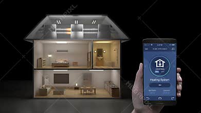 Touching IoT mobile application, Heating system energy saving efficiency control, Smart home appliances, internet of things.
