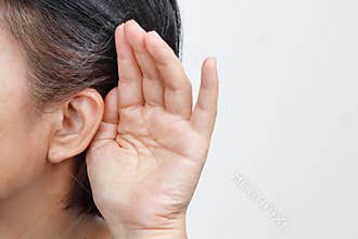 Seniors woman hearing loss , Hard of hearing