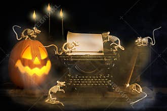 Halloween Jack-O-Lanterns and Mice
