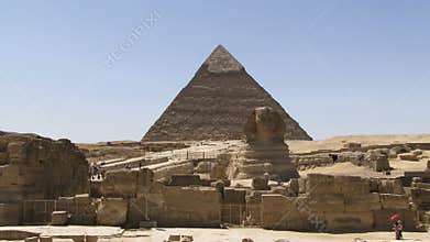 Sphinx and pyramid in Egypt