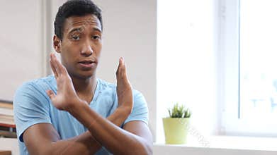 Rejecting, Gesture of No by Young Black Man