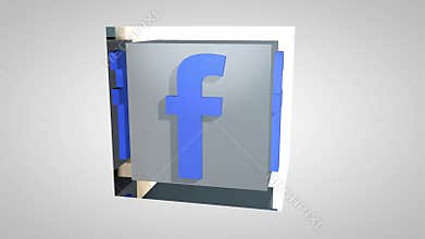 Editorial Animation: 3D Rotating Facebook logo cube