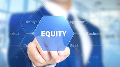 Equity, Man Working on Holographic Interface, Visual Screen