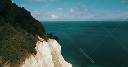 Emerald sea colour and the white cliff