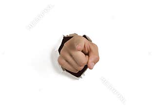 Pointing Hand Breaking Through Wall