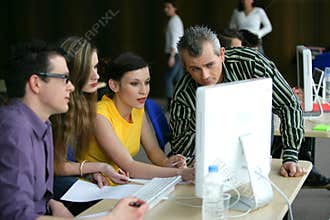 Young people in professional training course