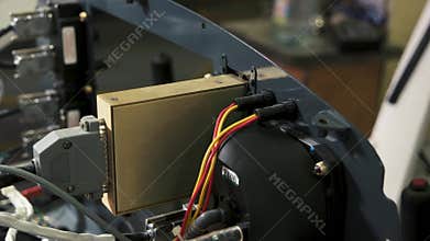 Wires of airplane dashboard.