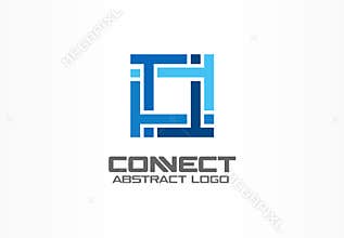Abstract logo for business company. Industry, finance, bank logotype idea. Square group, network integrate, technology
