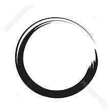 Vector black paint brush circle stroke. Abstract japanese style hand drawn black ink circle