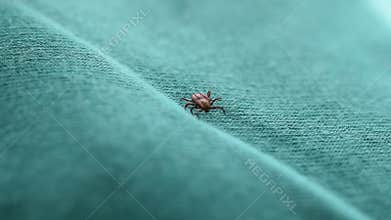 Hard tick lies on its back upside down, turns over and crawls away
