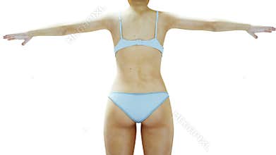 Fat 3d women. Slimming and obesity process. Diet and health concept. Isolate. Realistic 3d rendering.