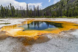 Emerald Pool of hot water at Yellowstone National Park