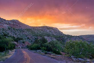 Sunset and Road at Palo Duro