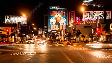 Time Lapse of Traffic on the Sunset Strip - Los Angeles California