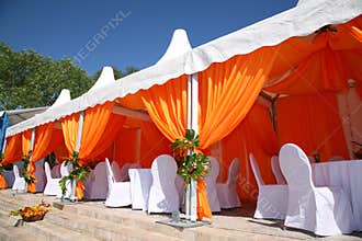 Summer cafe under awning