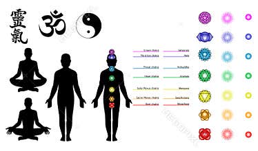 Reiki, chakras, yoga symbols