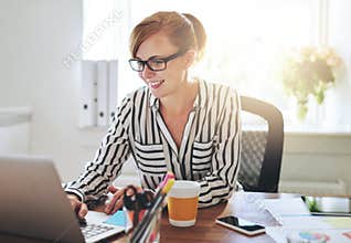 Successful female entrepreneur with a new business