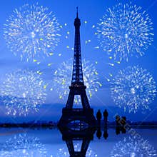Paris fireworks at Eiffel Tower