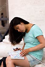 Tourist reading a map