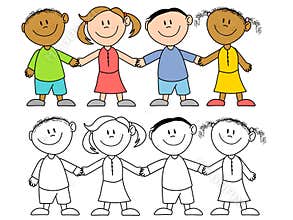 Kids Holding Hands Group
