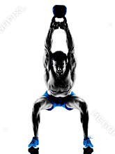 Man exercising fitness Kettle Bell weights