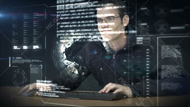 A man using a new interface in the future