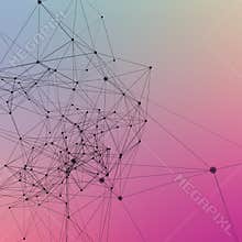 Colorful abstract background gradient. Connecting dots with lines