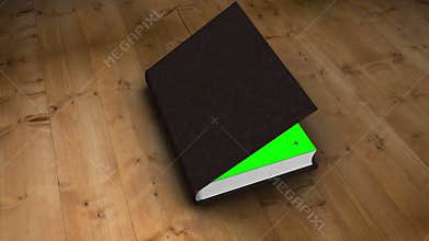 Book opening to green screen