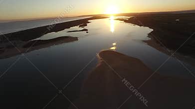 Sunset Coorong fly over toward Goolwa