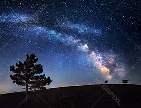 Milky Way. Beautiful summer night sky with stars in Crimea