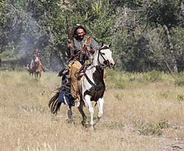 CASPER, WY__CIRCA Â JULY Â 2015__Soldiers and indians reenactment in Casper, Wy. circa July 2015