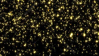 Gold glitter falling confetti loop with Alpha Matte