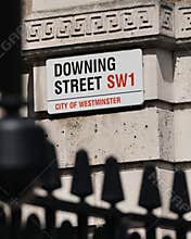 Sign on Downing Street in London