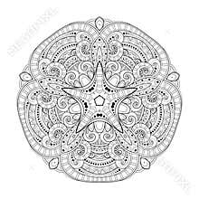 Vector Beautiful Deco Monochrome Contour Star, Patterned Design Element