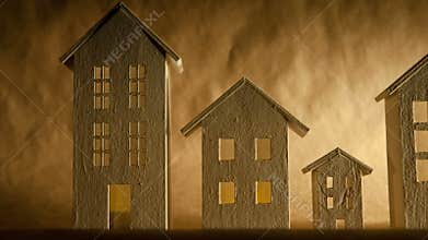 Decorative fabulous homes on a brown background