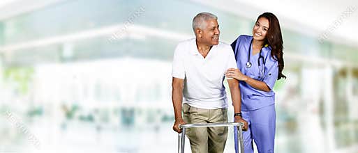 Health Care Worker and Elderly Man