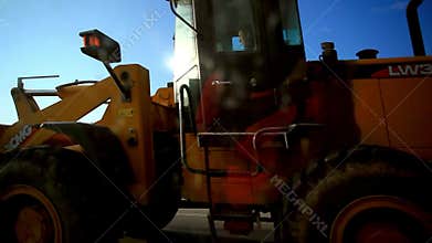 Asphalt spreader in work