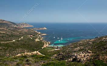 Yachts moored at Gulf of Revellata near Calvi in Corsica