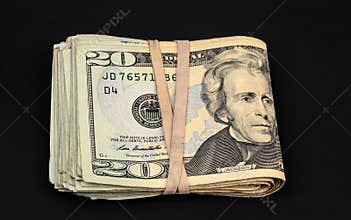 United states currency 20 dollar bills.