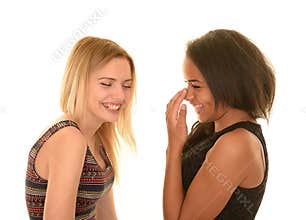 Teen girls laughing