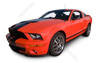 Red Muscle Car Front View