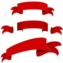 Red Ribbon Banner Icon Set