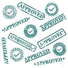 A set of stamps approved, vector illustration.