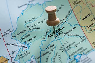 Alaska marked on a map